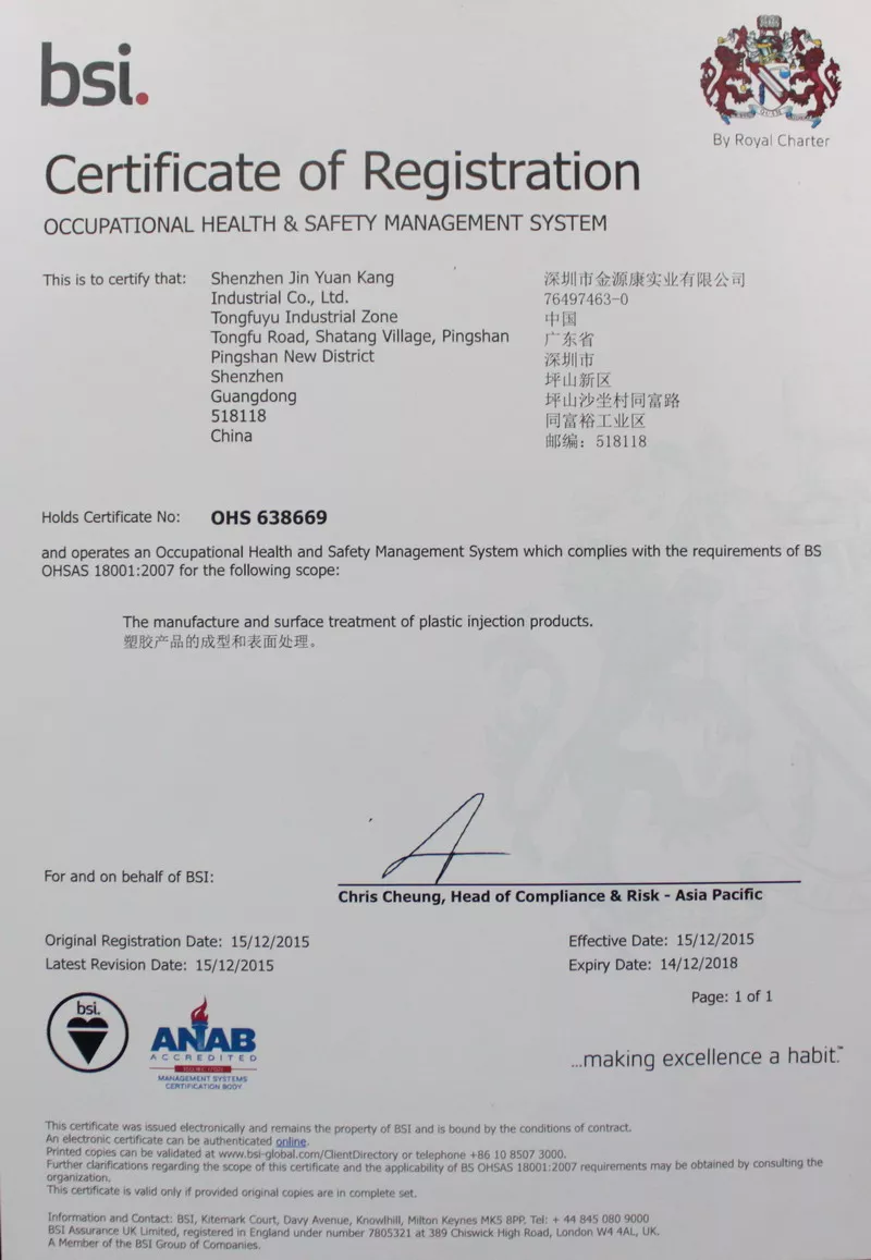 OHSAS18001证书